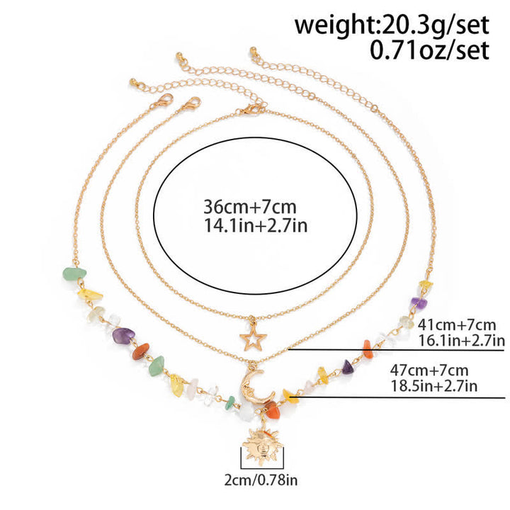 Collana con ciondolo stella luna sole in pietra naturale Olivenorma 
