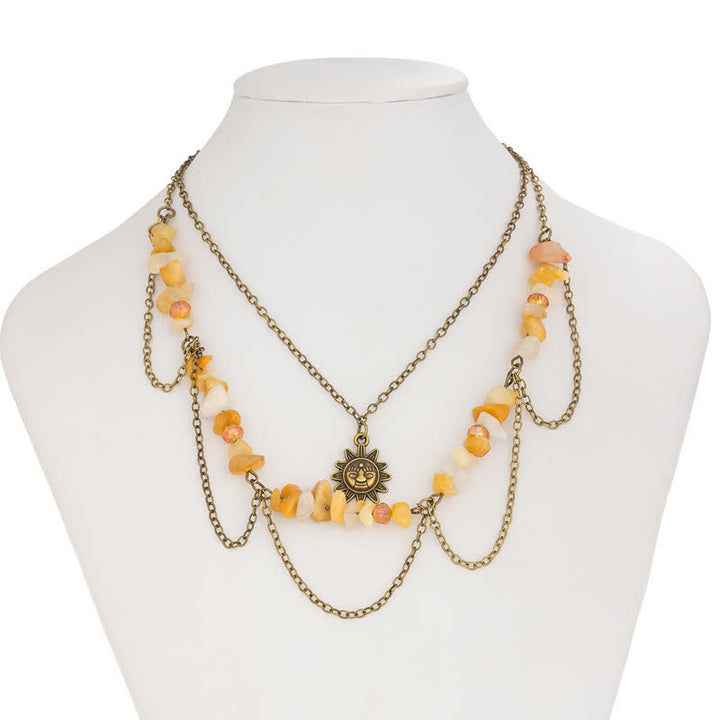 Collana con ciondolo stella luna sole in pietra naturale Olivenorma 