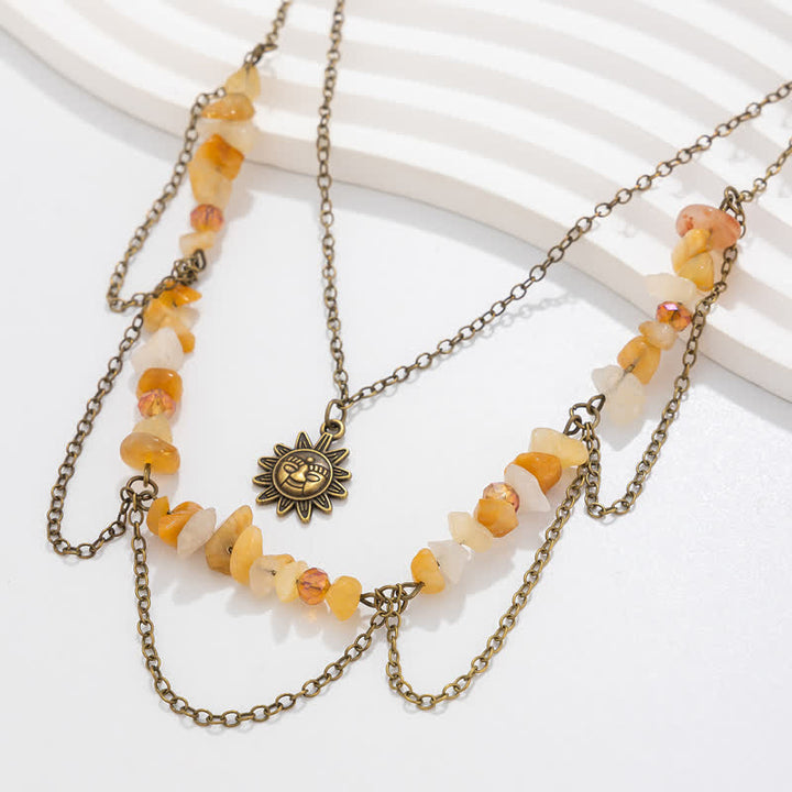 Collana con ciondolo stella luna sole in pietra naturale Olivenorma 