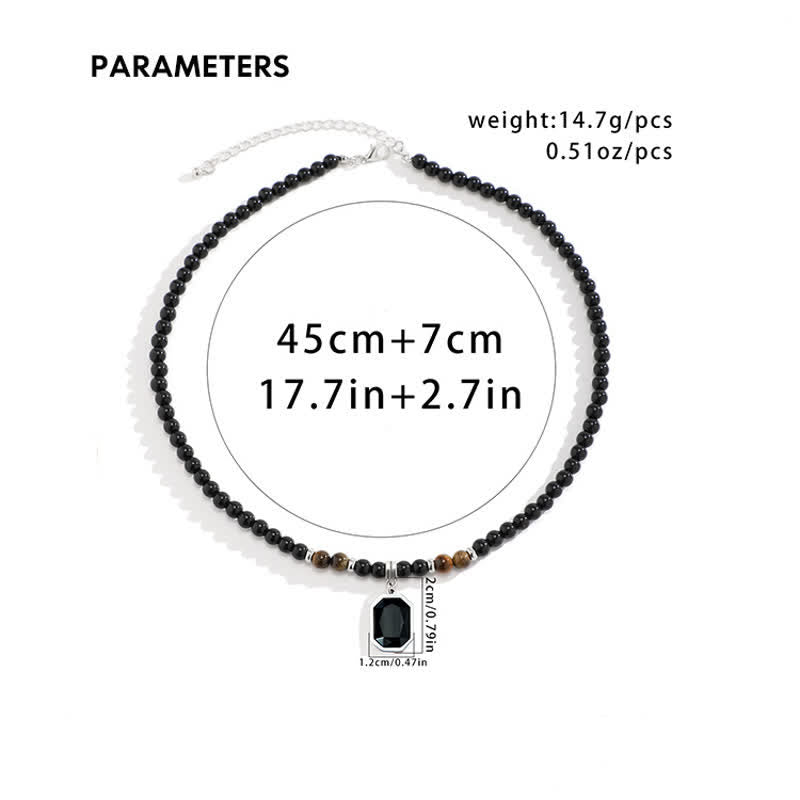 Collana da uomo con perline in pietra naturale di onice nero Olivenorma