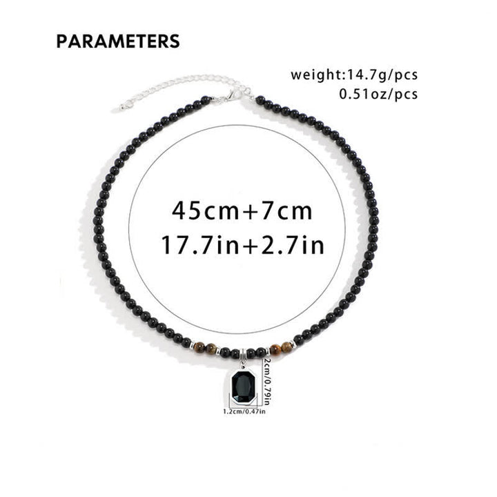 Collana da uomo con perline in pietra naturale di onice nero Olivenorma