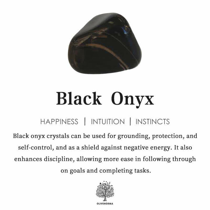 Collana da uomo con perline in pietra naturale di onice nero Olivenorma