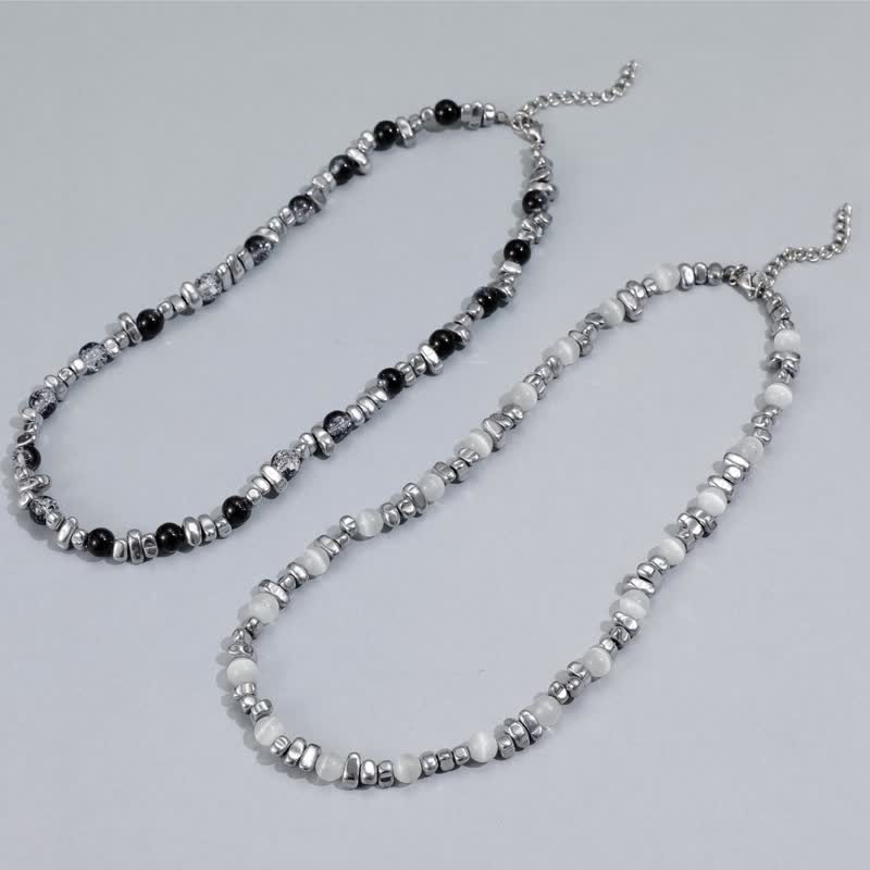 Collana di perline di ematite con pietra occhio di gatto Hip Hop Olivenorma 