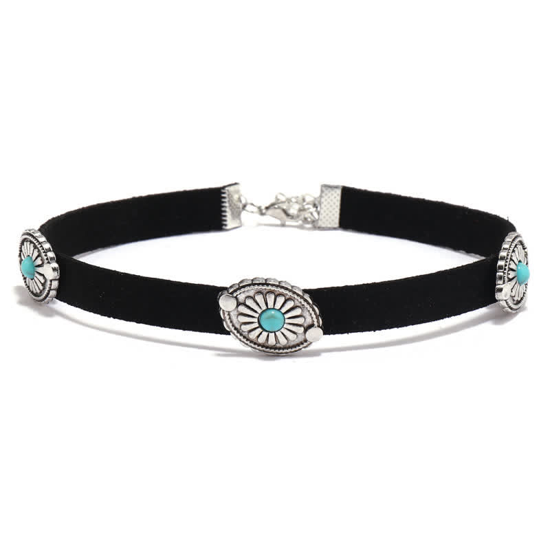 Olivenorma Collana con bracciale in pelle PU in stile punk con intarsi in turchese 
