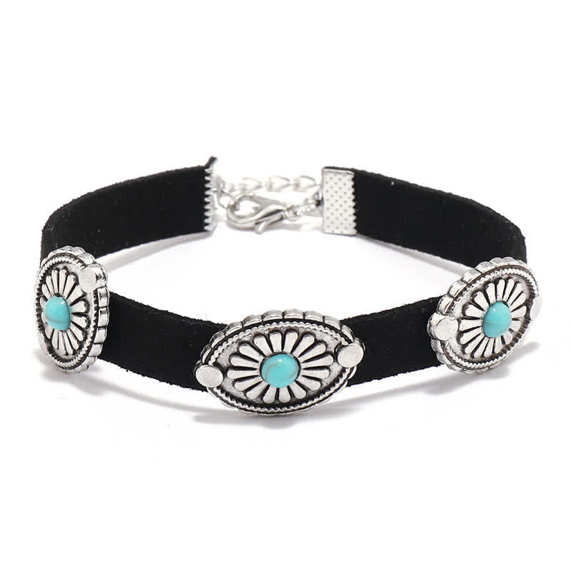 Olivenorma Collana con bracciale in pelle PU in stile punk con intarsi in turchese 
