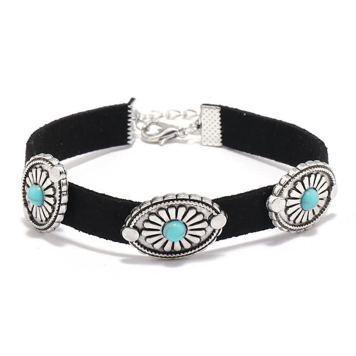 Olivenorma Collana con bracciale in pelle PU in stile punk con intarsi in turchese 