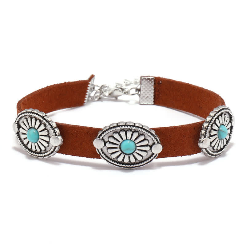 Olivenorma Collana con bracciale in pelle PU in stile punk con intarsi in turchese 