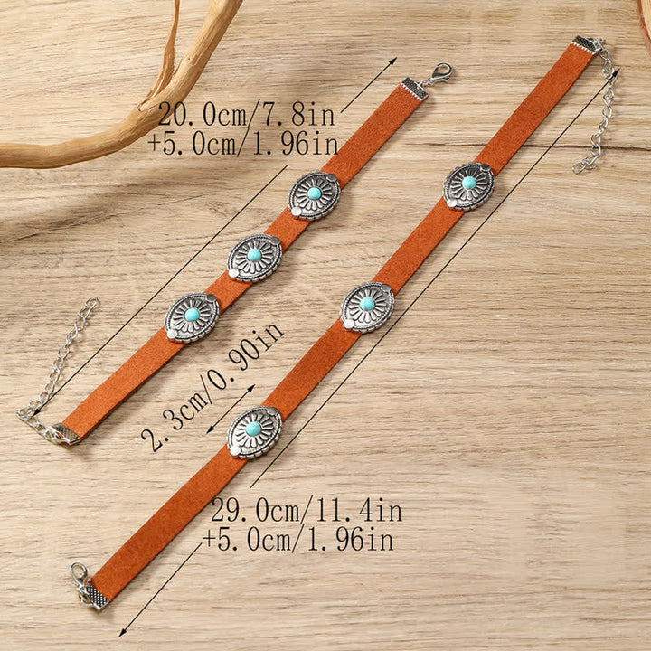 Olivenorma Collana con bracciale in pelle PU in stile punk con intarsi in turchese 