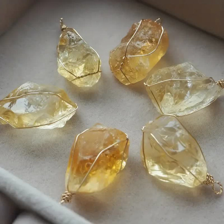 Collana con ciondolo in filo avvolto in citrino naturale Olivenorma