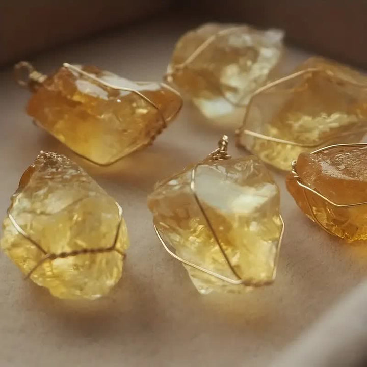 Collana con ciondolo in filo avvolto in citrino naturale Olivenorma
