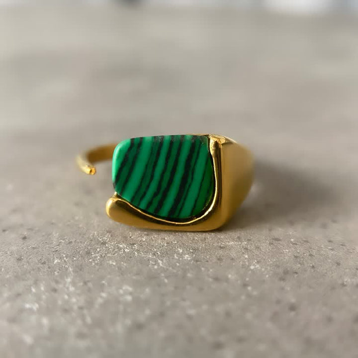 Anello con pietra preziosa di malachite Olivenorma