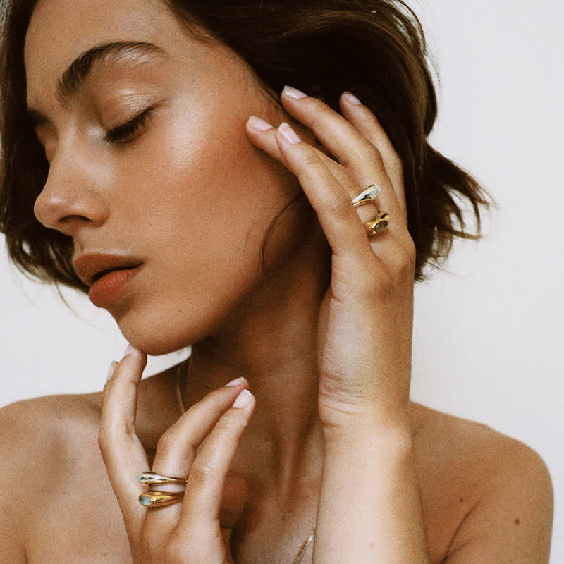 Anello in acciaio inossidabile 18k con cristallo trasparente Olivenorma Peridot