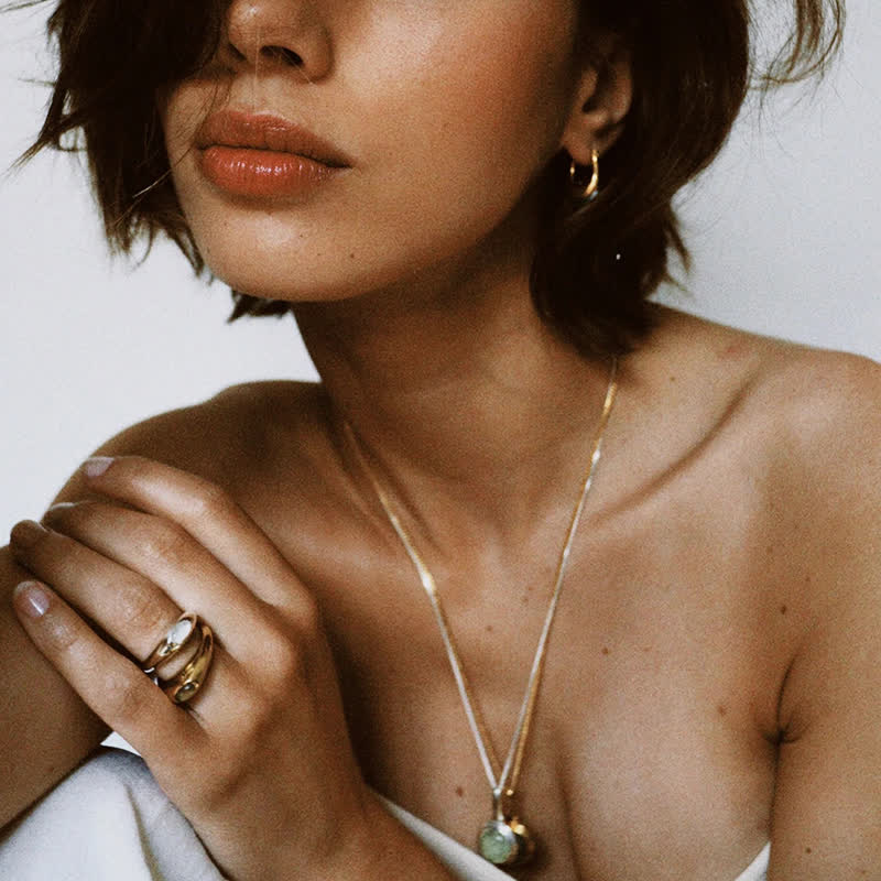 Anello in acciaio inossidabile 18k con cristallo trasparente Olivenorma Peridot