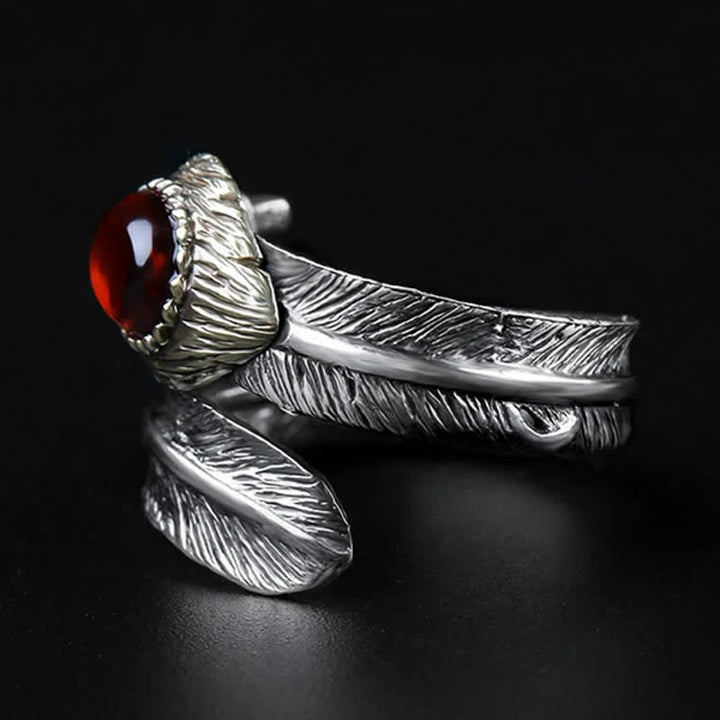 Olivenorma S925 Anello aperto a forma di piuma curva in argento - image 11