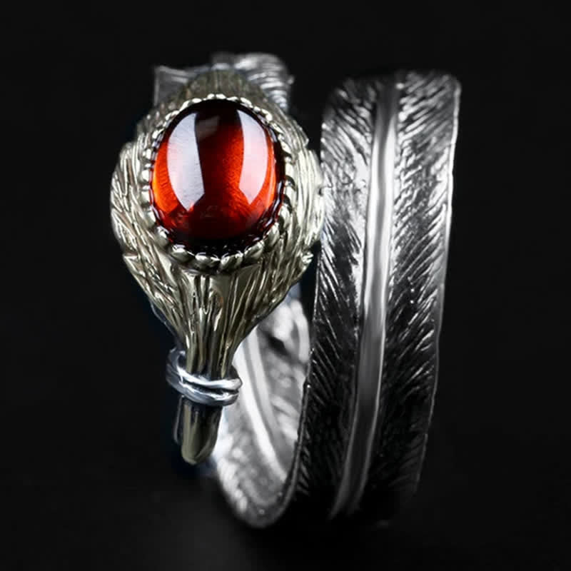 Olivenorma S925 Anello aperto a forma di piuma curva in argento - image 12