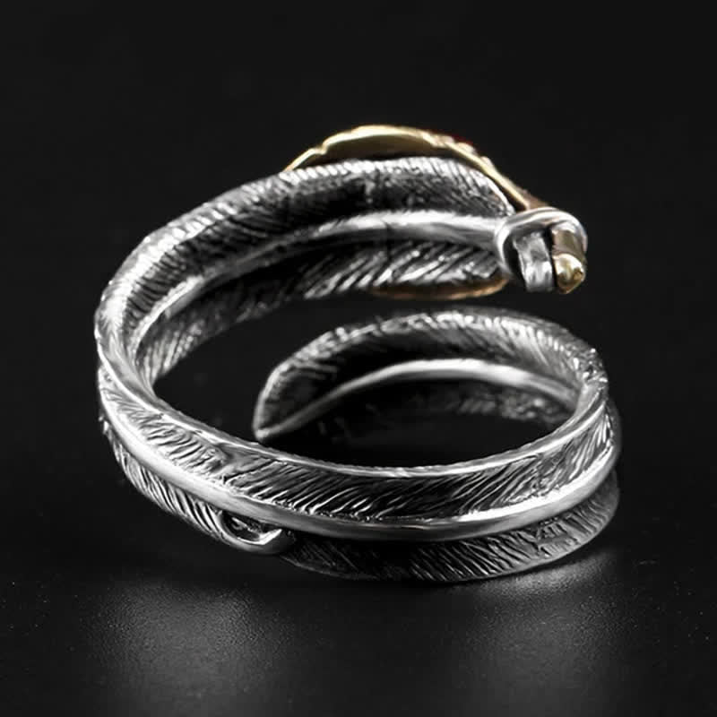 Olivenorma S925 Anello aperto a forma di piuma curva in argento