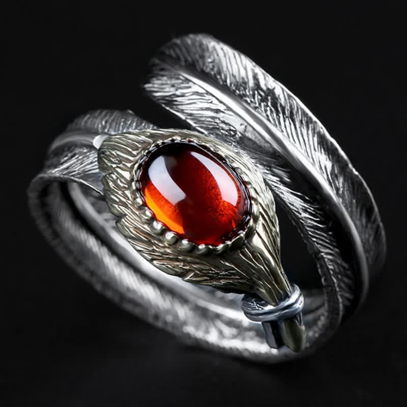 Olivenorma S925 Anello aperto a forma di piuma curva in argento - image 13