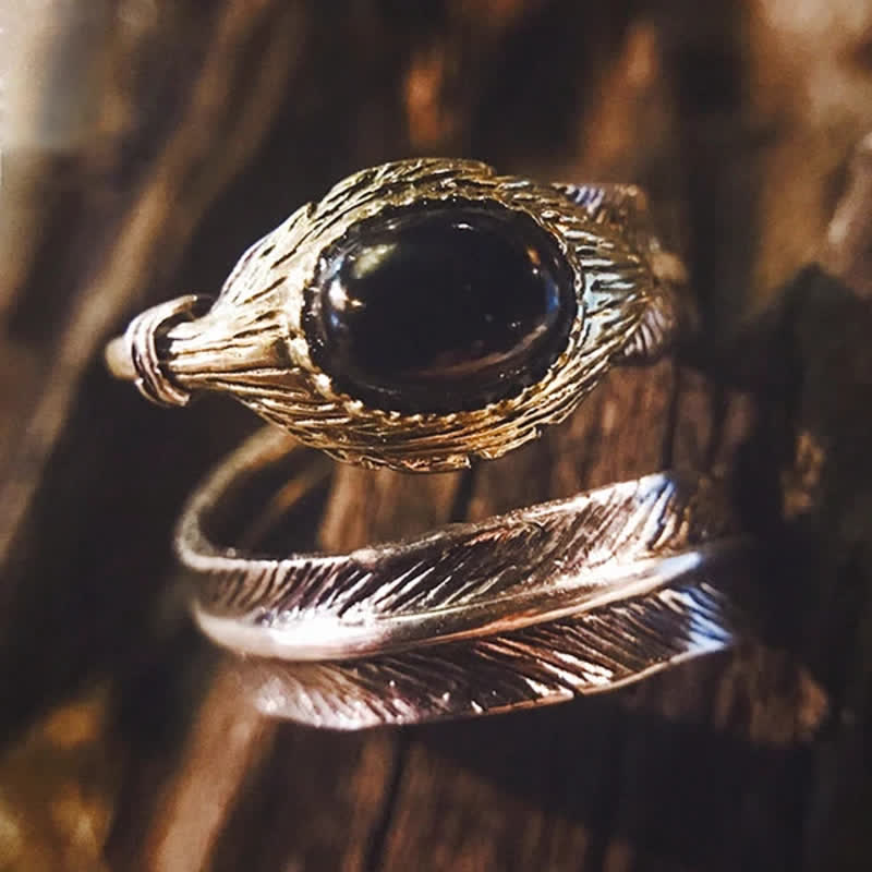 Olivenorma S925 Anello aperto a forma di piuma curva in argento