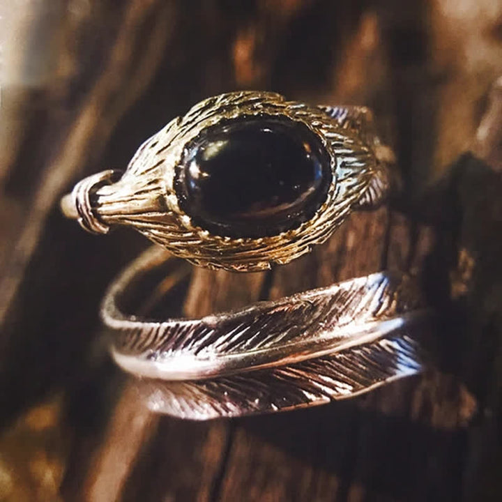Olivenorma S925 Anello aperto a forma di piuma curva in argento