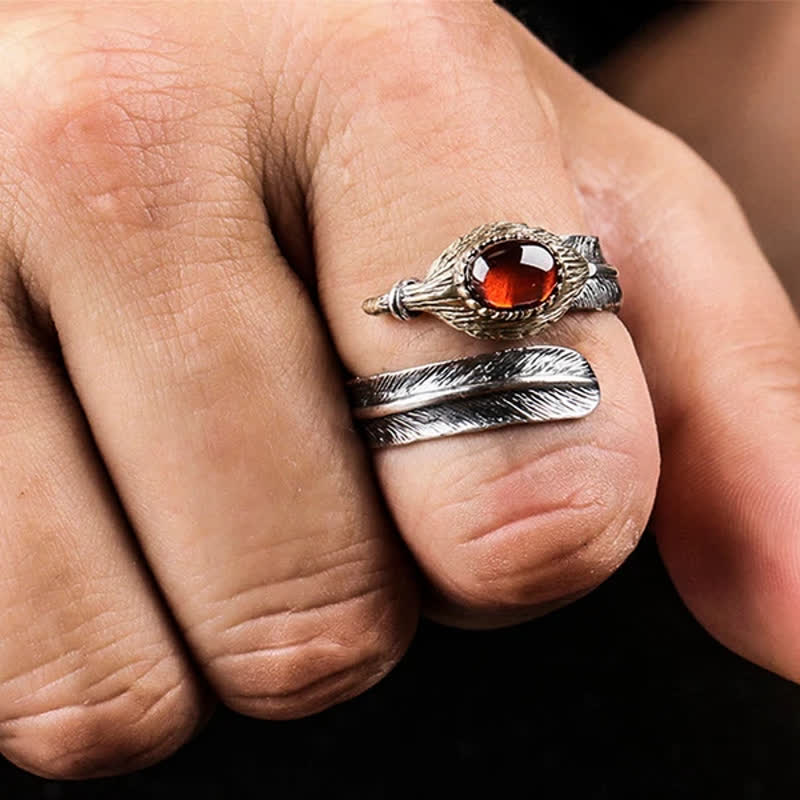 Olivenorma S925 Anello aperto a forma di piuma curva in argento - image 2