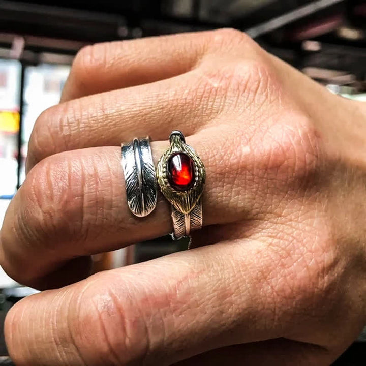 Olivenorma S925 Anello aperto a forma di piuma curva in argento - image 7