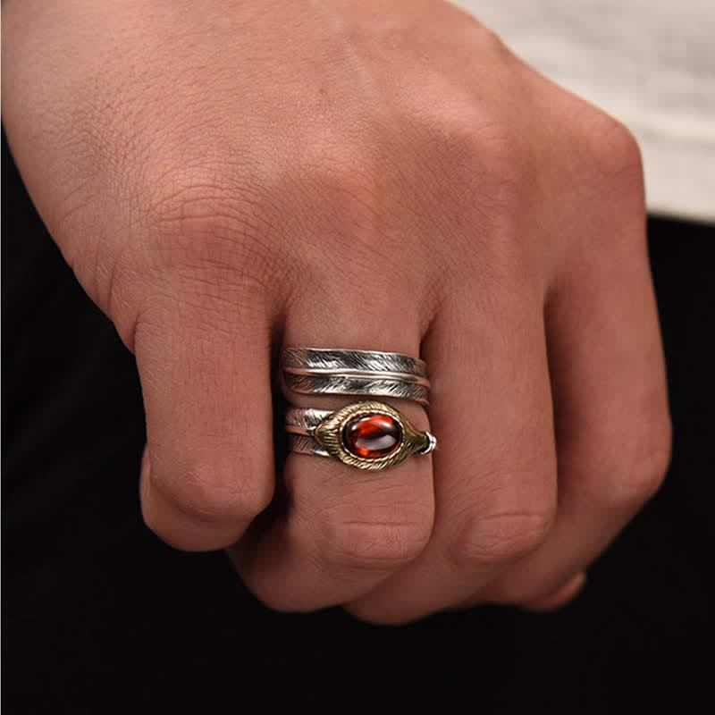 Olivenorma S925 Anello aperto a forma di piuma curva in argento - image 4