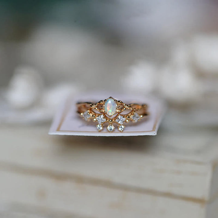 Anello Olivenorma "Elf" in 2 pezzi con citrino opale e zircone bianco 