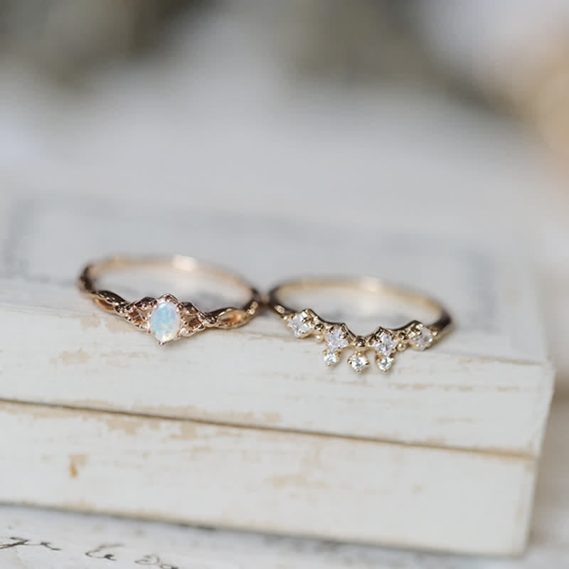 Anello Olivenorma "Elf" in 2 pezzi con citrino opale e zircone bianco 