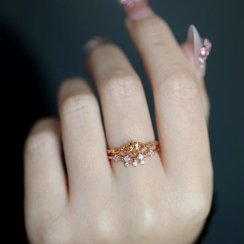 Anello Olivenorma "Elf" in 2 pezzi con citrino opale e zircone bianco 