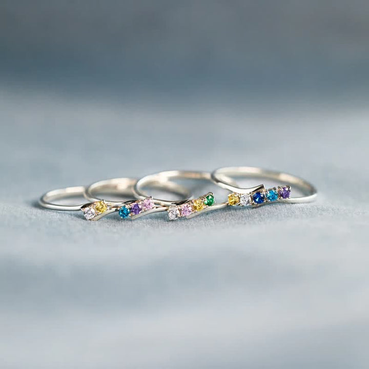 Anello Olivenorma S925 in argento sterling con pietra portafortuna e diamanti