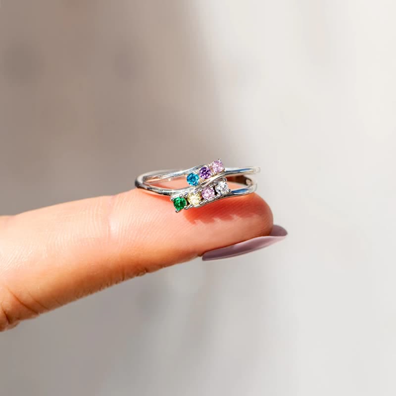 Anello Olivenorma S925 in argento sterling con pietra portafortuna e diamanti