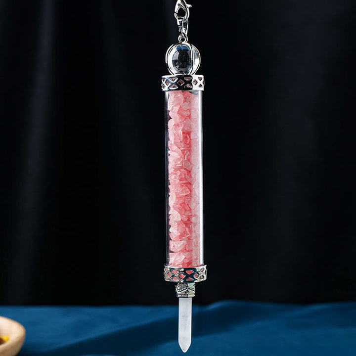 Olivenorma Natural Crystal Stone 7 Chakra Wishing Bottle Pendulo