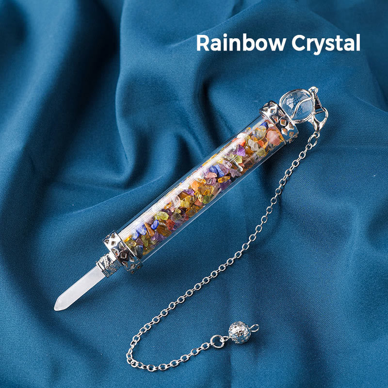 Olivenorma Natural Crystal Stone 7 Chakra Wishing Bottle Pendulo