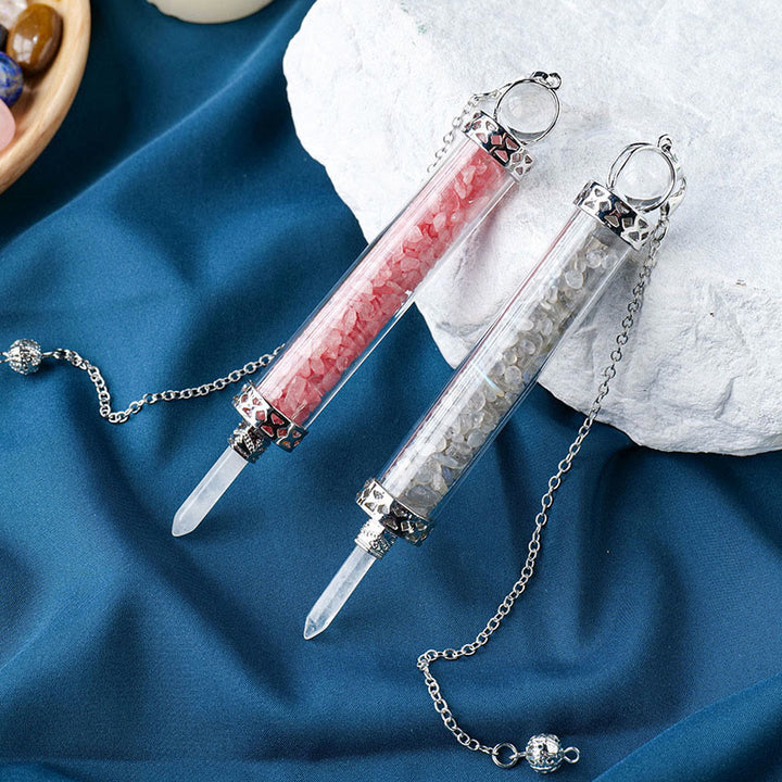 Olivenorma Natural Crystal Stone 7 Chakra Wishing Bottle Pendulo