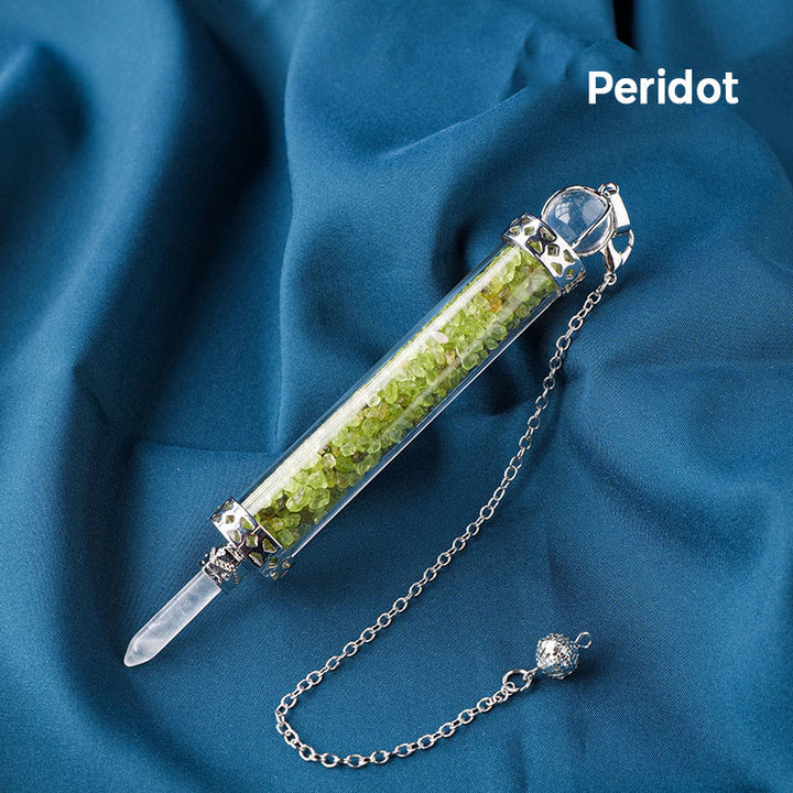 Olivenorma Natural Crystal Stone 7 Chakra Wishing Bottle Pendulo