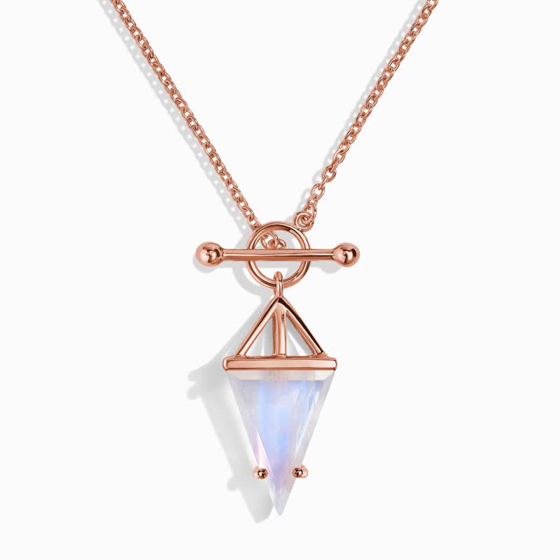 Collana con fibbia a T e pietra di luna triangolare Olivenorma 