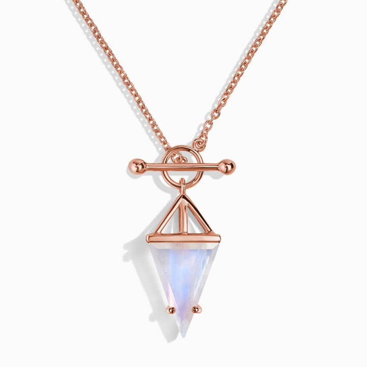 Collana con fibbia a T e pietra di luna triangolare Olivenorma 