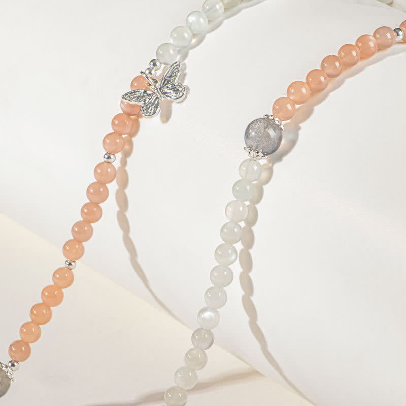 Collana con ciondolo a farfalla in pietra del sole con cristallo trasparente di labradorite Olivenorma - image 1