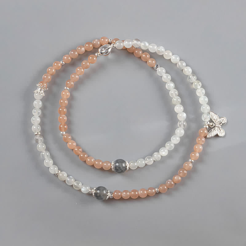 Collana con ciondolo a farfalla in pietra del sole con cristallo trasparente di labradorite Olivenorma - image 5