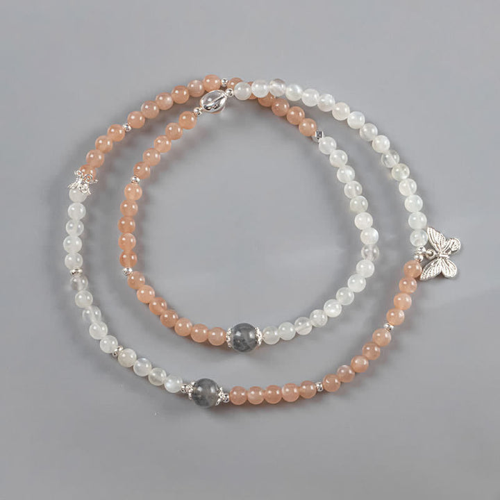 Collana con ciondolo a farfalla in pietra del sole con cristallo trasparente di labradorite Olivenorma - image 5