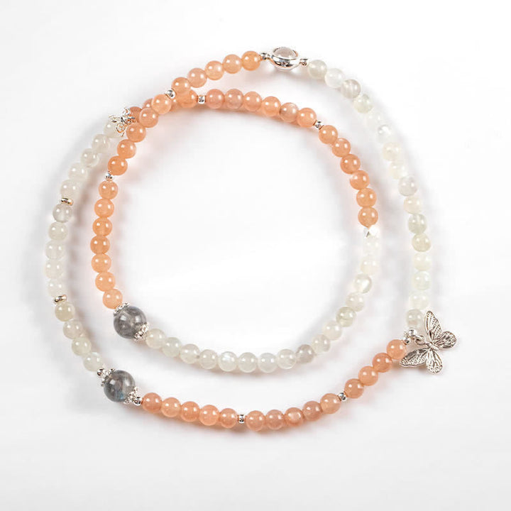 Collana con ciondolo a farfalla in pietra del sole con cristallo trasparente di labradorite Olivenorma - image 4