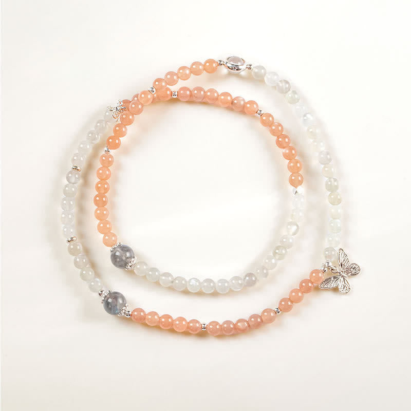 Collana con ciondolo a farfalla in pietra del sole con cristallo trasparente di labradorite Olivenorma - image 2