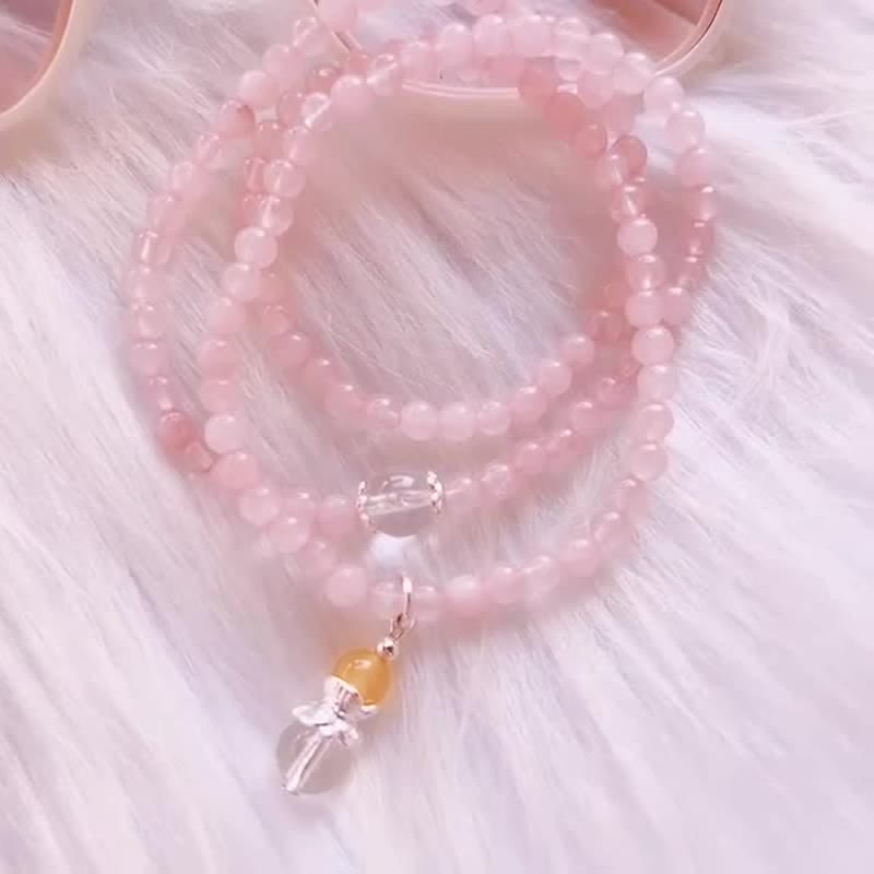 Collana di perline di quarzo rosa e citrino trasparente Olivenorma 