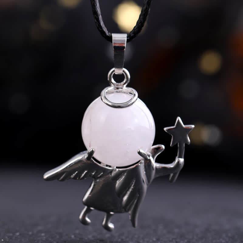 Collana con ciondolo angelo magico in pietra naturale Olivenorma 