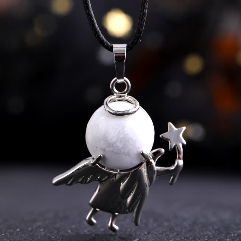 Collana con ciondolo angelo magico in pietra naturale Olivenorma 