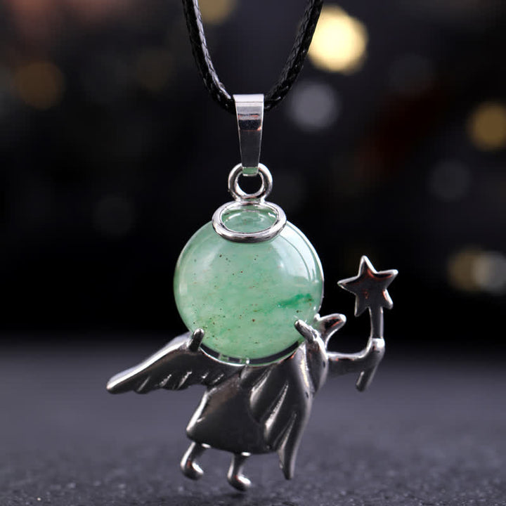 Collana con ciondolo angelo magico in pietra naturale Olivenorma 