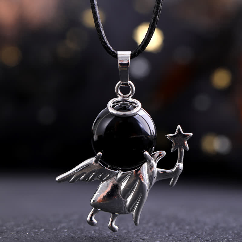 Collana con ciondolo angelo magico in pietra naturale Olivenorma 
