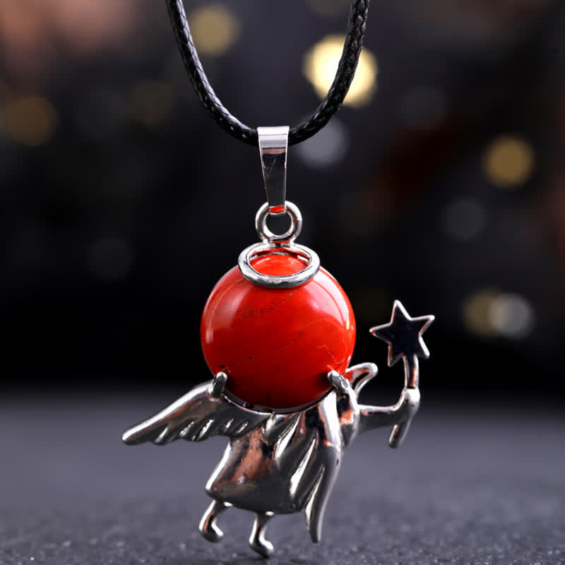 Collana con ciondolo angelo magico in pietra naturale Olivenorma 