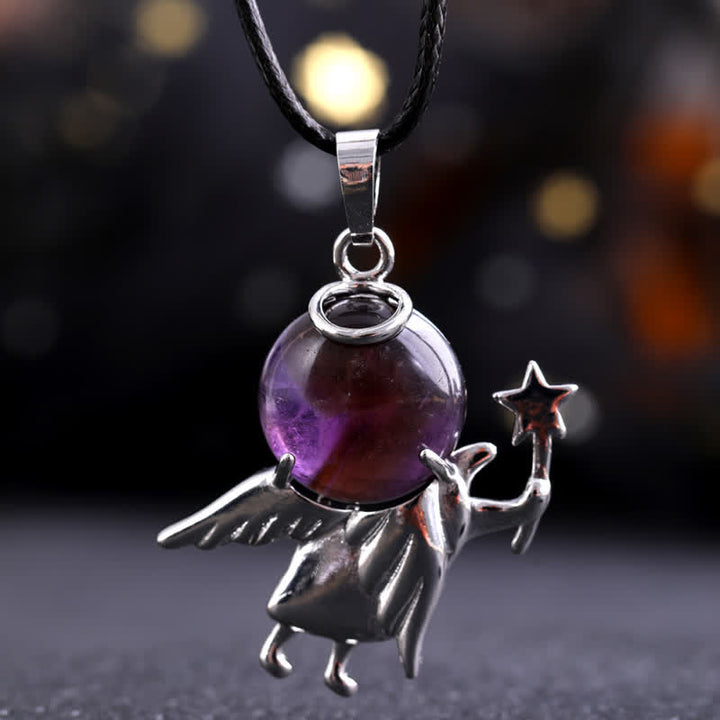Collana con ciondolo angelo magico in pietra naturale Olivenorma 