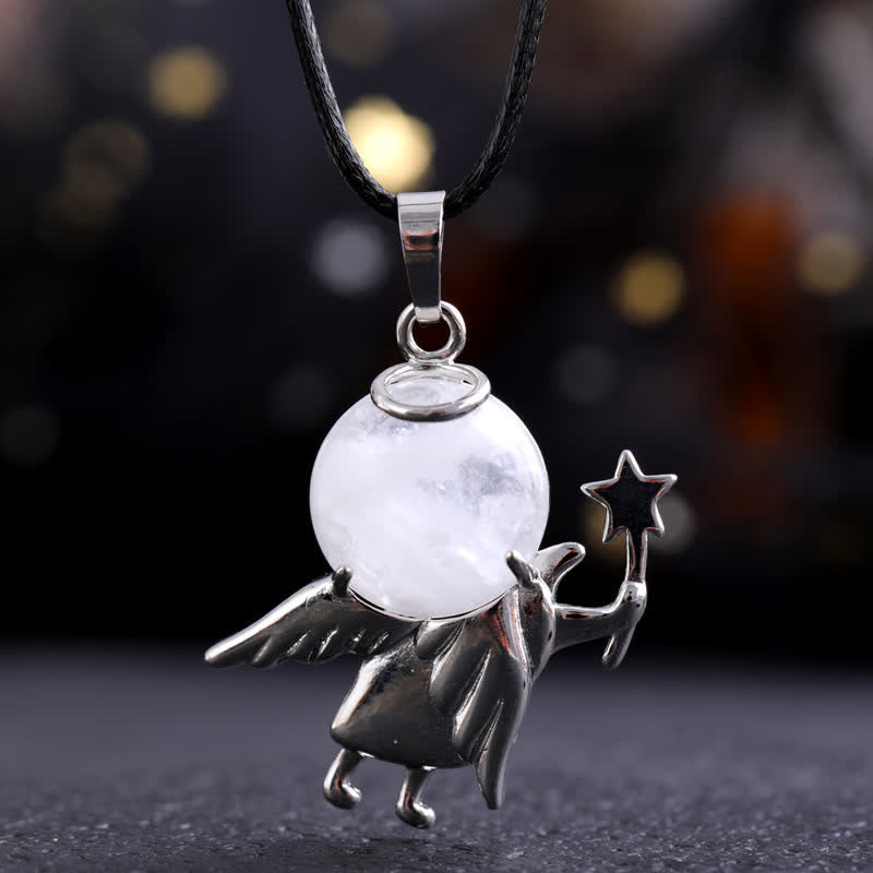 Collana con ciondolo angelo magico in pietra naturale Olivenorma 